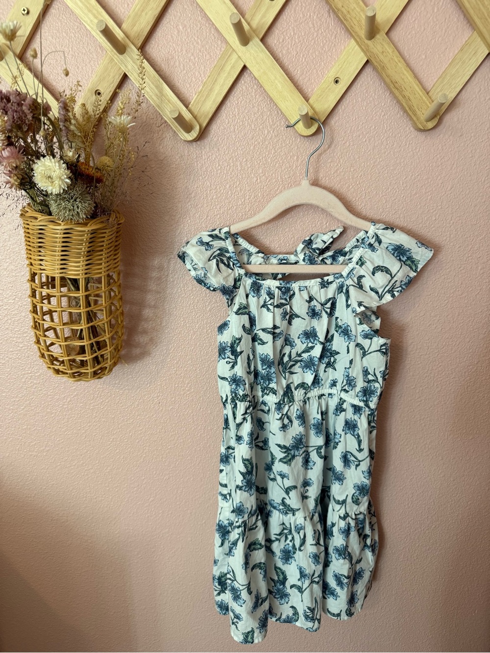 Crewcuts Girls Floral Print Blue & White Summer Dress